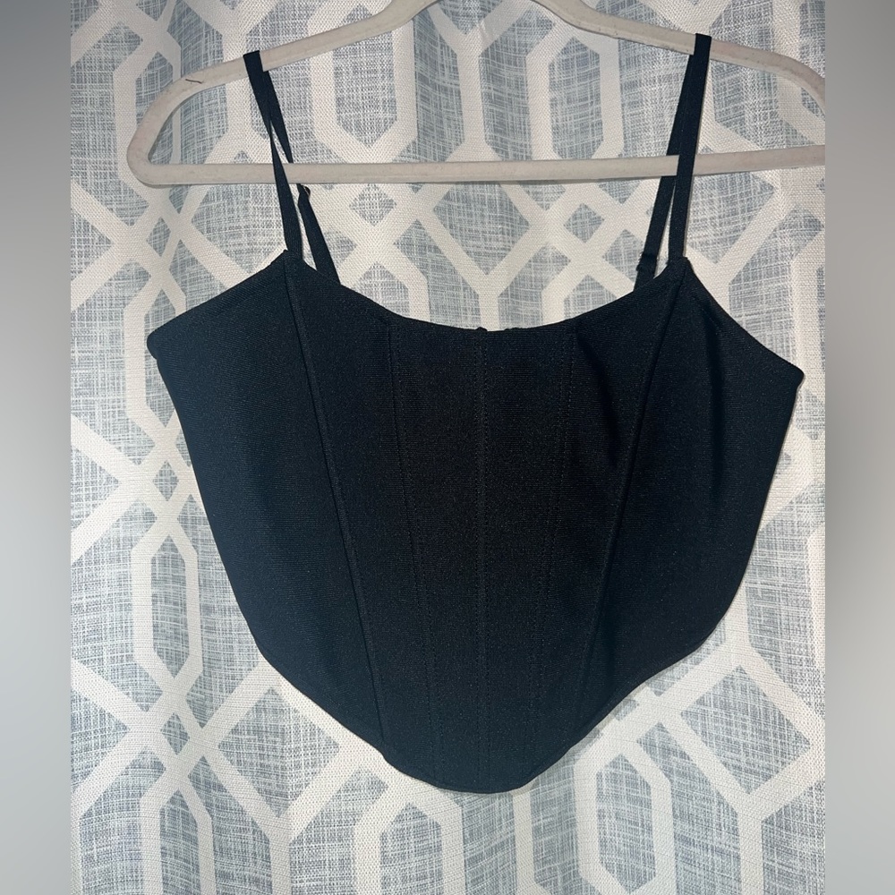 Black corset style fashion nova crop top